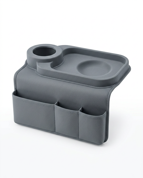 Premium Couch Arm Organizer Tray with Cup Holder & Storage Compartments