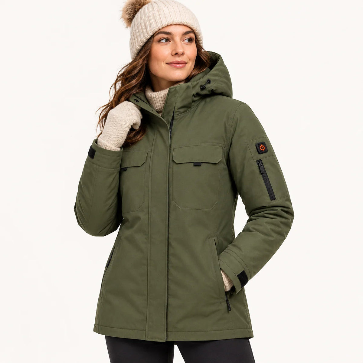 PyreFit Terrano – Beheizbarer Damenparka – Grün