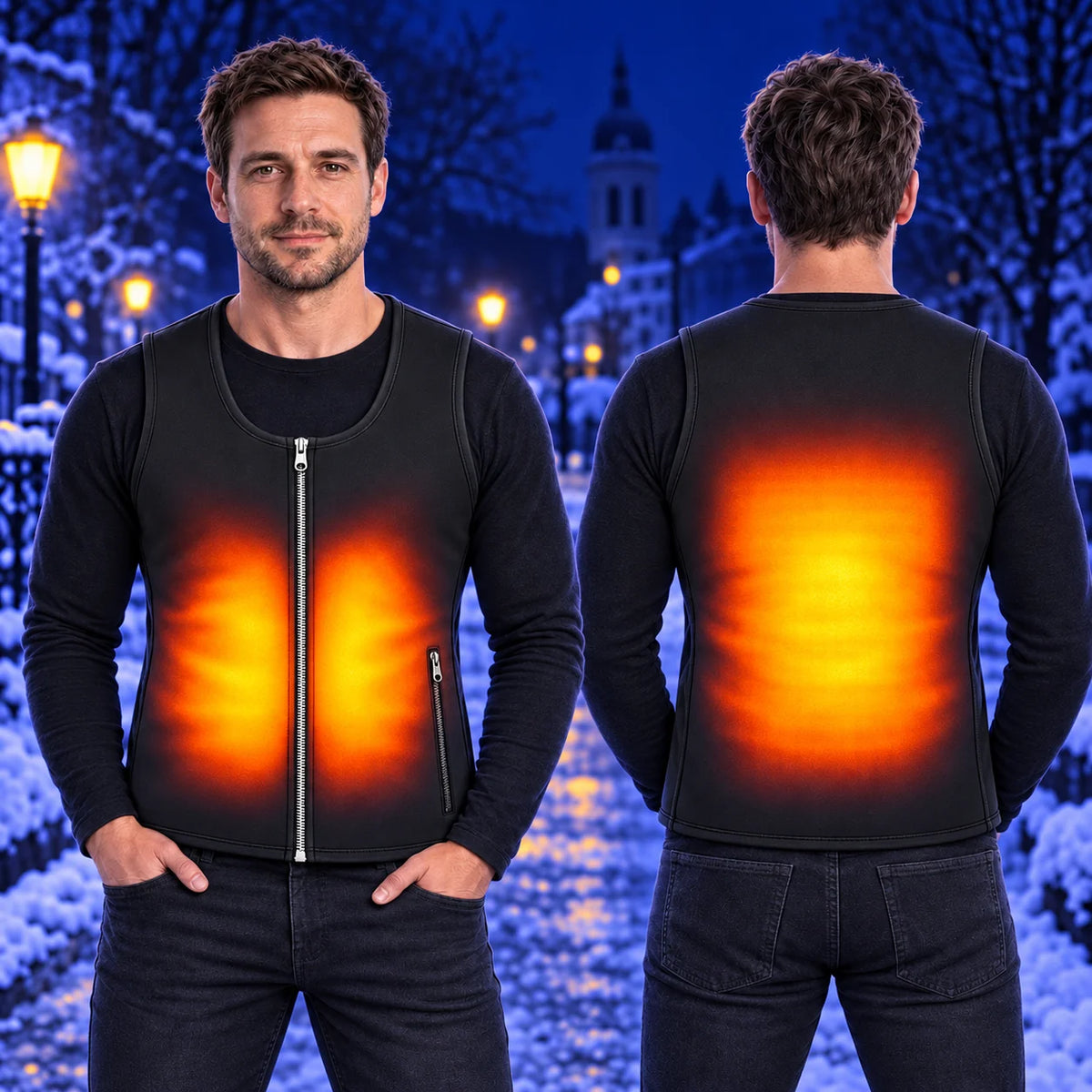 Gilet riscaldato sottile unisex PyreFit Duvaro – calore su addome e schiena