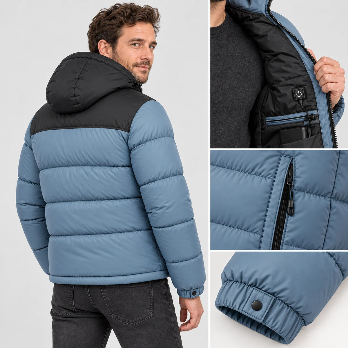 Piumino trapuntato riscaldato unisex PyreFit Gletor, vista posteriore