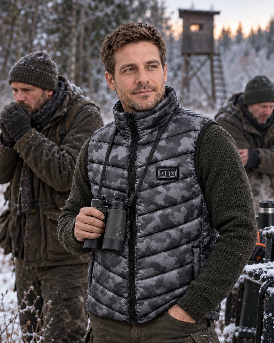Gilet riscaldato mimetico PyreFit Piloto in inverno: nella riserva di caccia