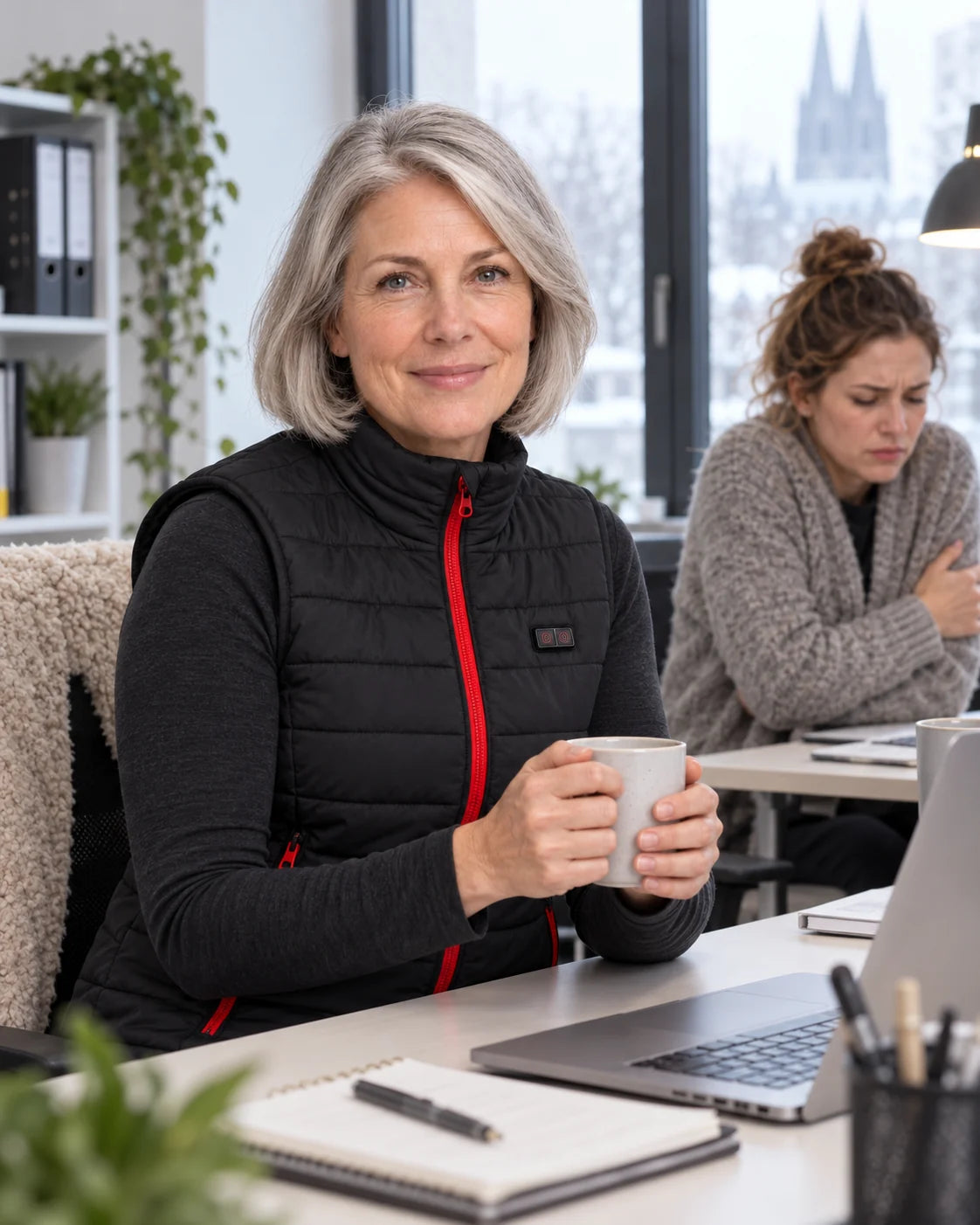 Gilet riscaldato da donna PyreFit Silvaia in inverno: in ufficio