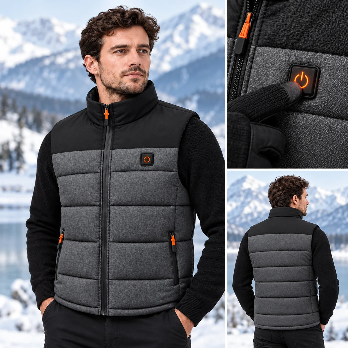 Gilet riscaldato unisex PyreFit Trailon, dettaglio del pulsante di comando