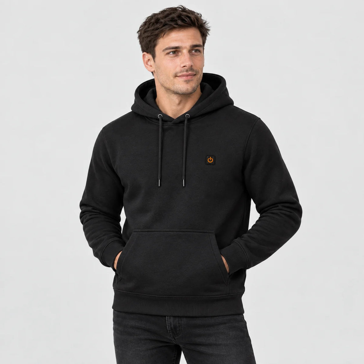 Felpa riscaldata con cappuccio PyreFit Velocor in nero, vista frontale