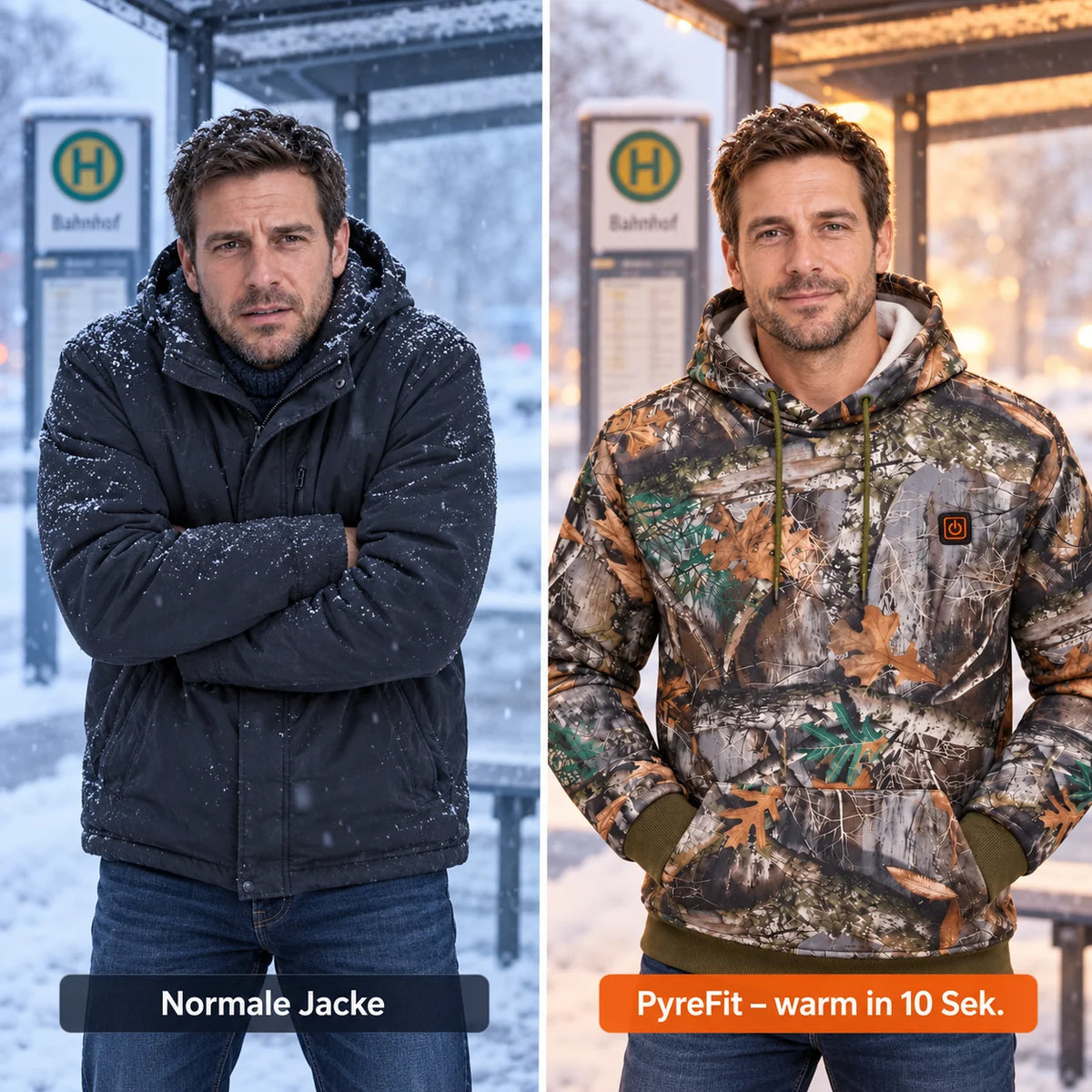 Confronto: giacca invernale normale e Zippo con riscaldamento
