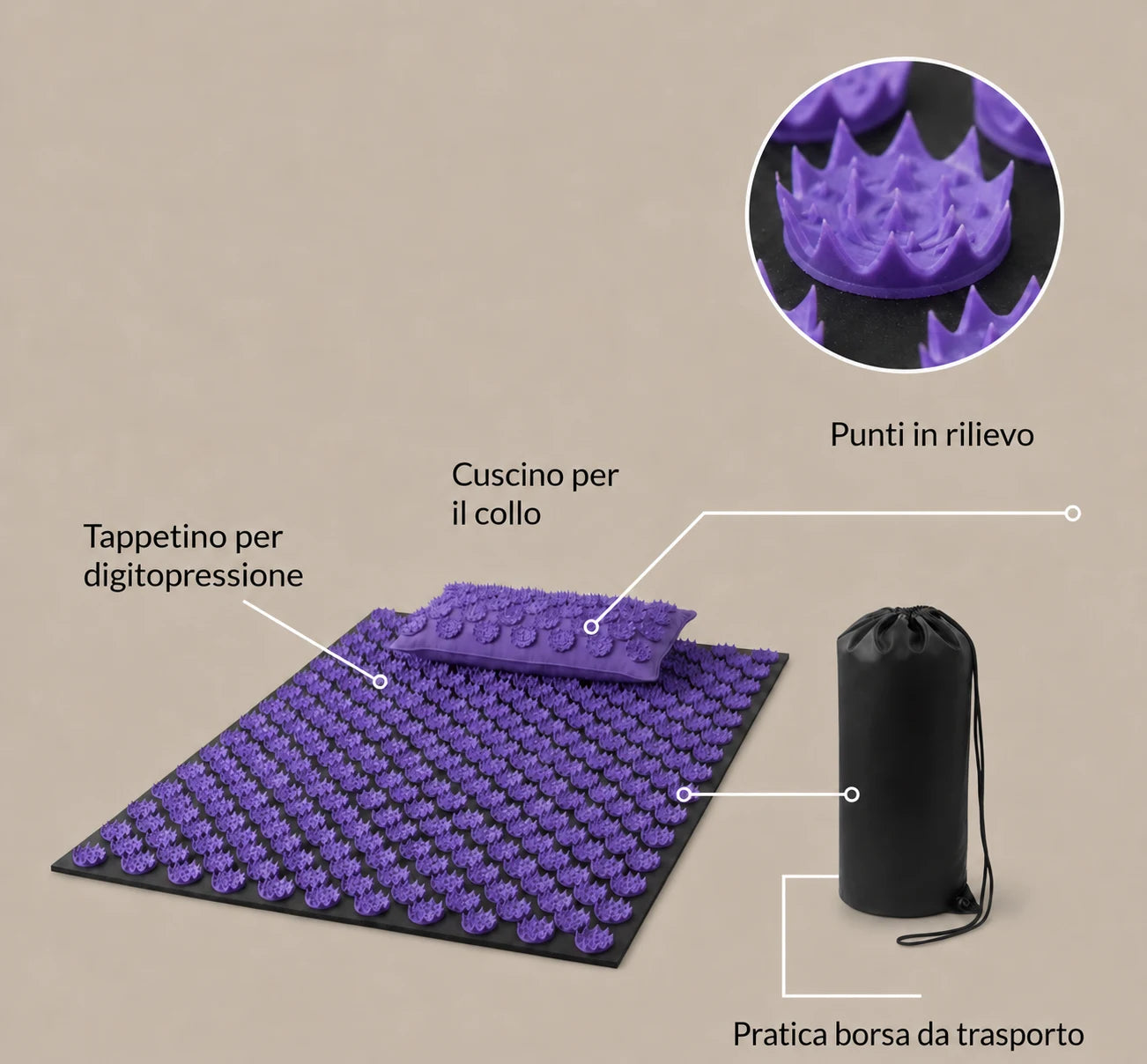 Stuoia e cuscino da portare con te