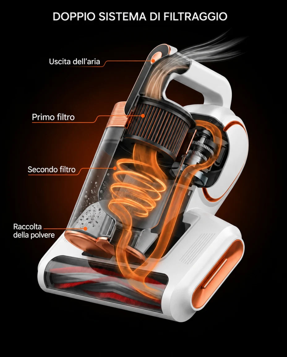 Doppio filtro per raccogliere polvere e particelle