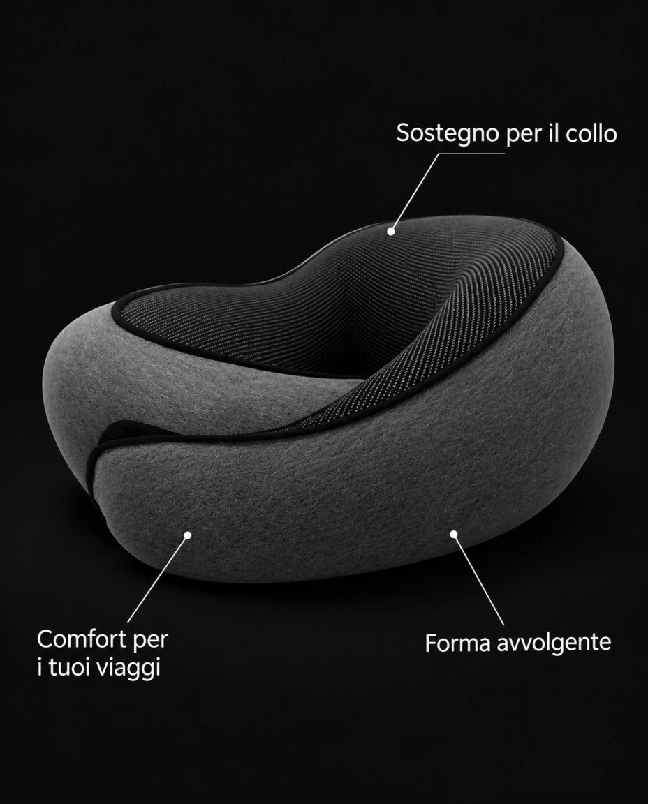 Un appoggio sagomato per il collo in viaggio