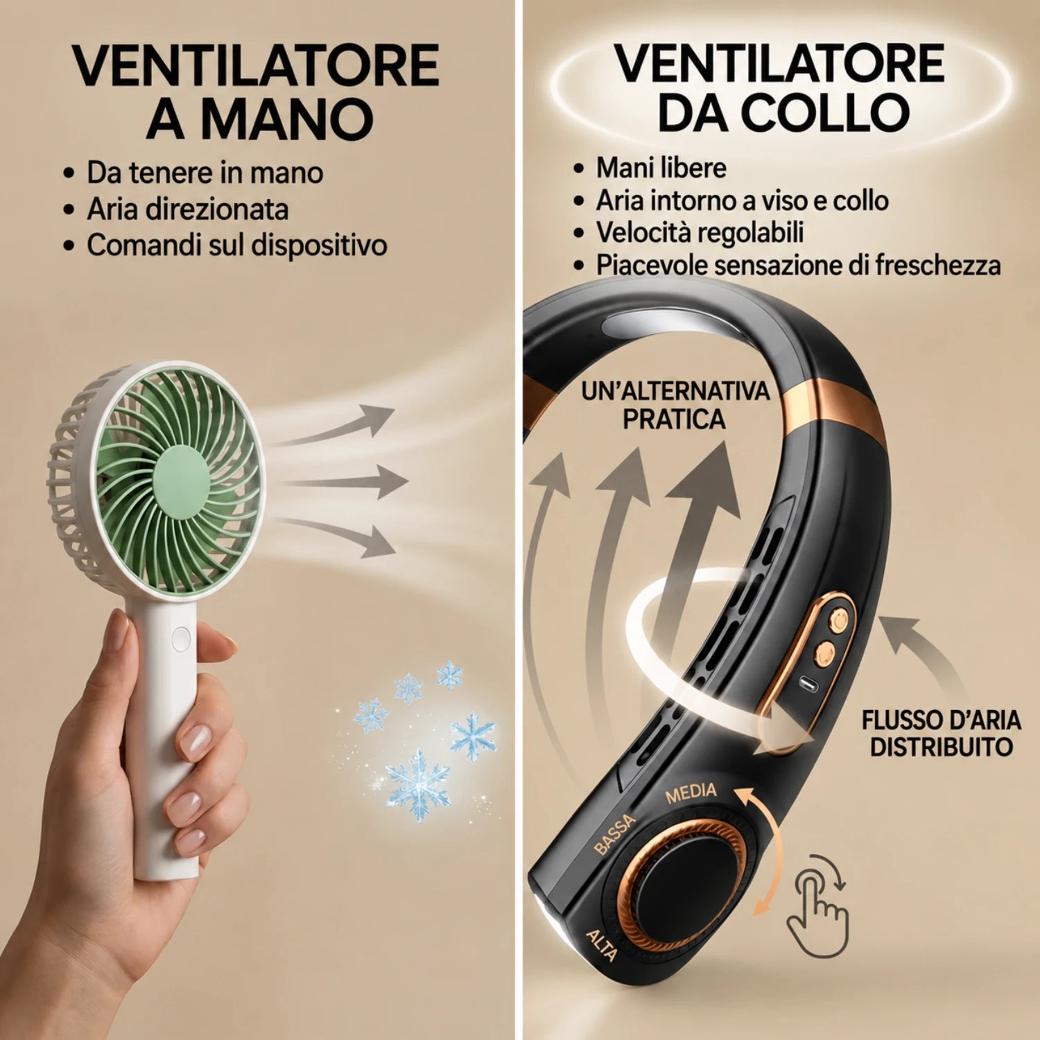 Un’alternativa pratica al ventilatore in mano