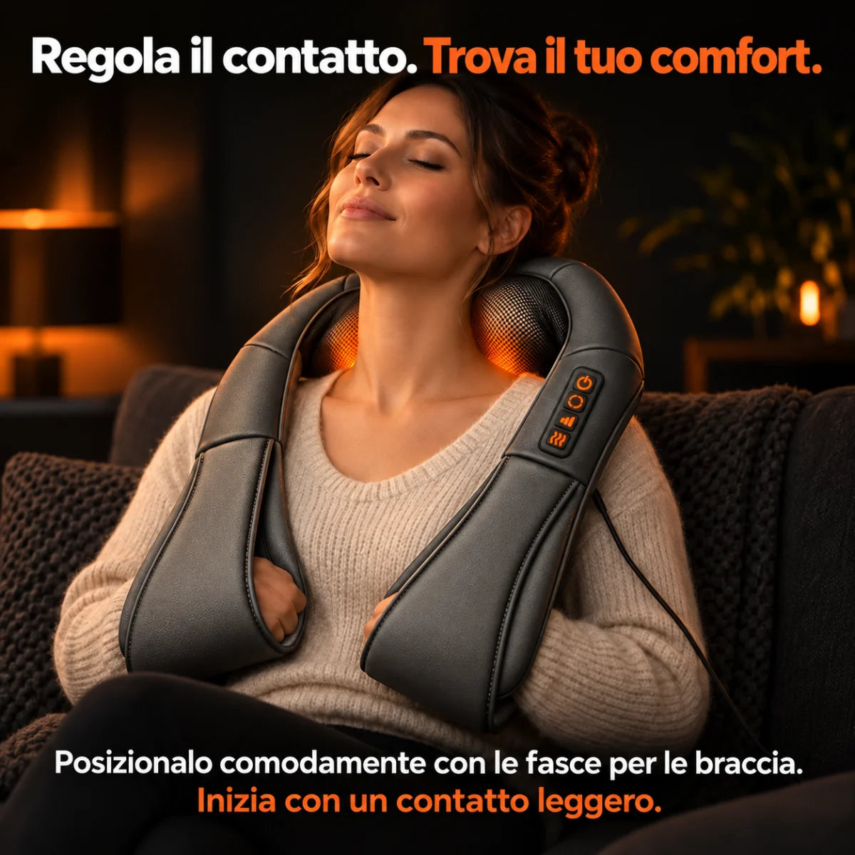 Massaggiatore shiatsu: regola il contatto con le fasce per le braccia