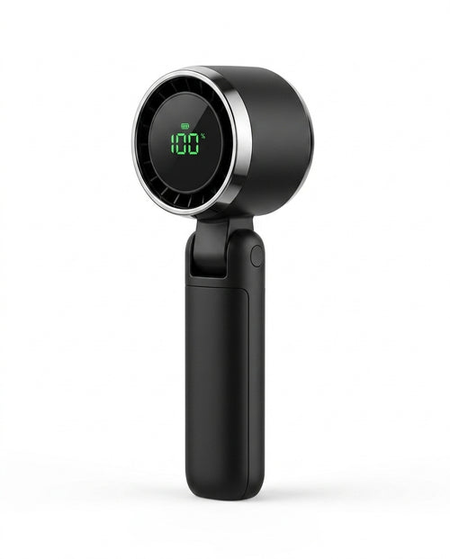 Portable Turbo Handheld Fan with Digital Display, Foldable Design, USB-C Rechargeable Cooling Fan for Travel and Everyday Use