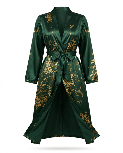 Silk-Feel Satin Lounge Robe