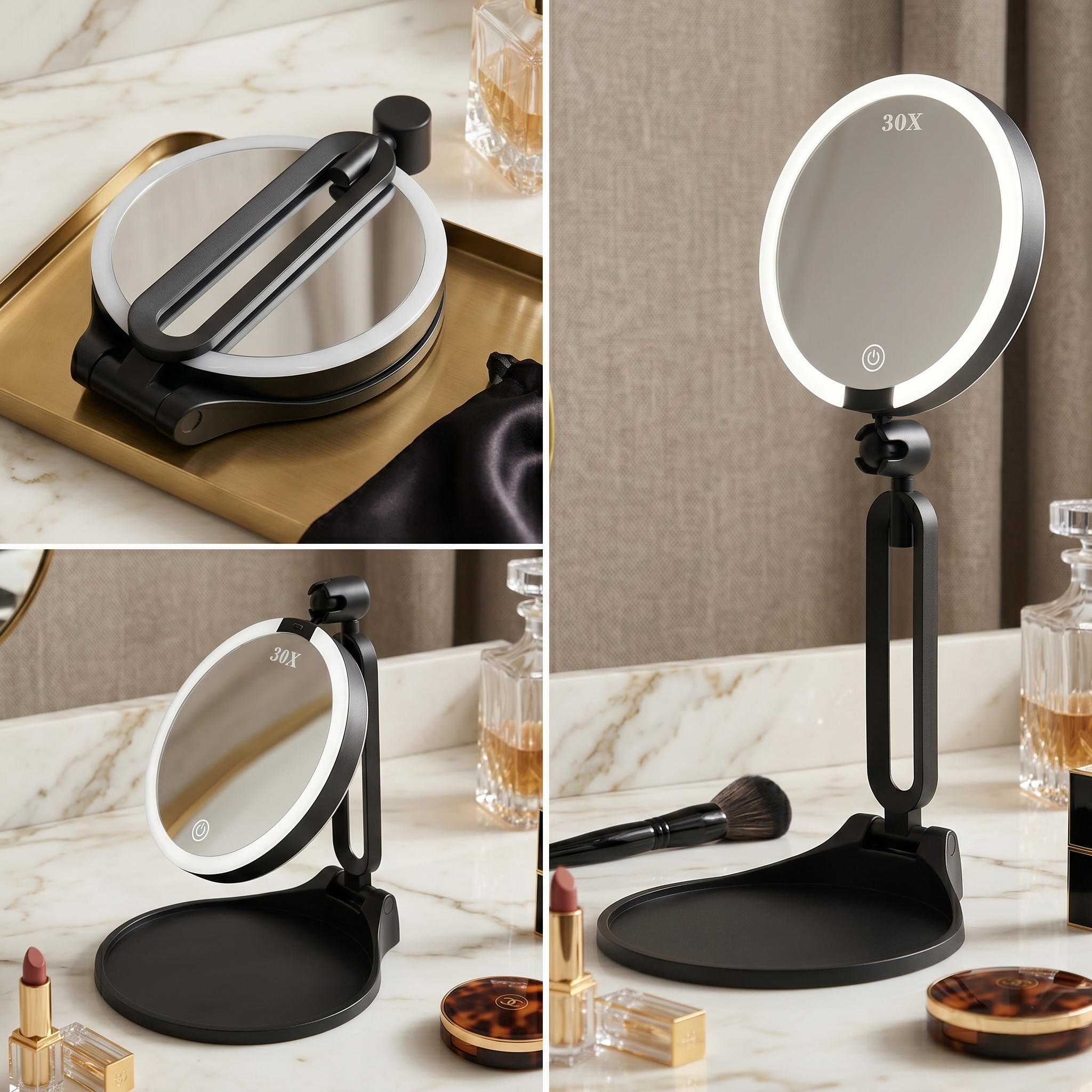 LED Makeup Mirror with Lights & 30X Magnification - Pyre Fit