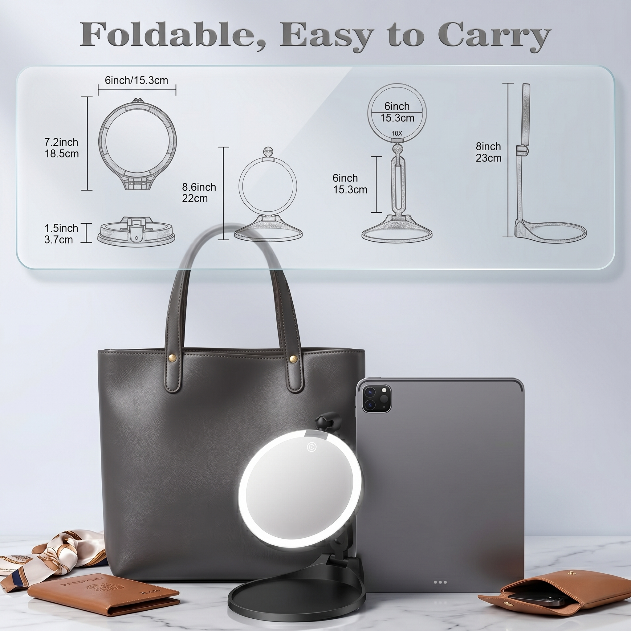 LED Makeup Mirror with Lights & 30X Magnification - Pyre Fit