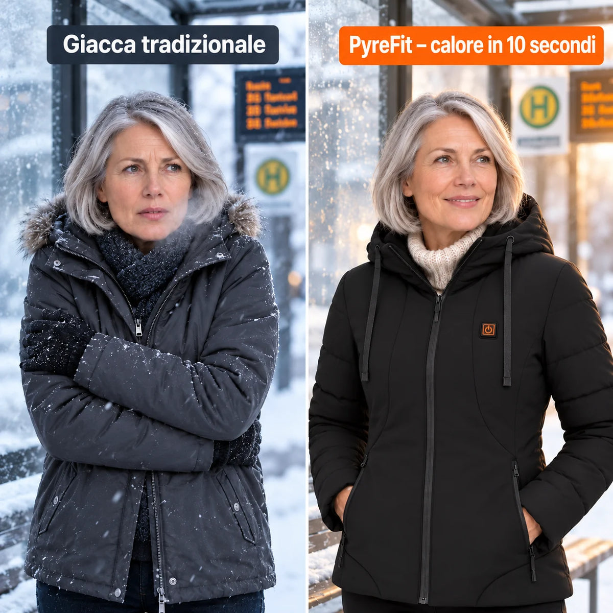 Confronto: giacca invernale classica ed Alpina con riscaldamento