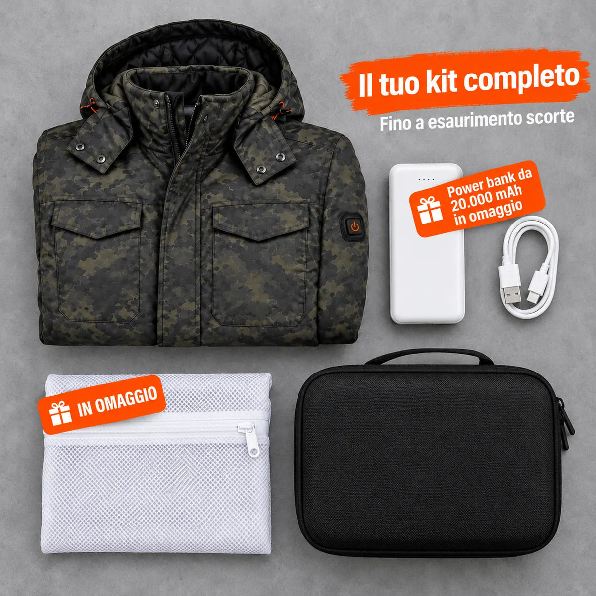 PyreFit Alpino – Giacca riscaldata mimetica da uomo