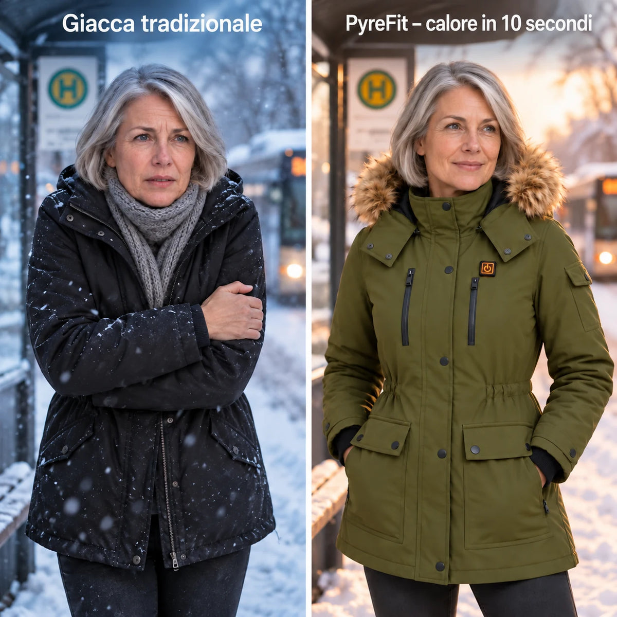 Confronto: giacca invernale classica ed Apexor con riscaldamento