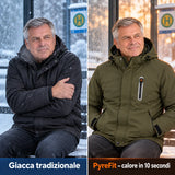 Confronto: giacca invernale classica e Calvero con riscaldamento