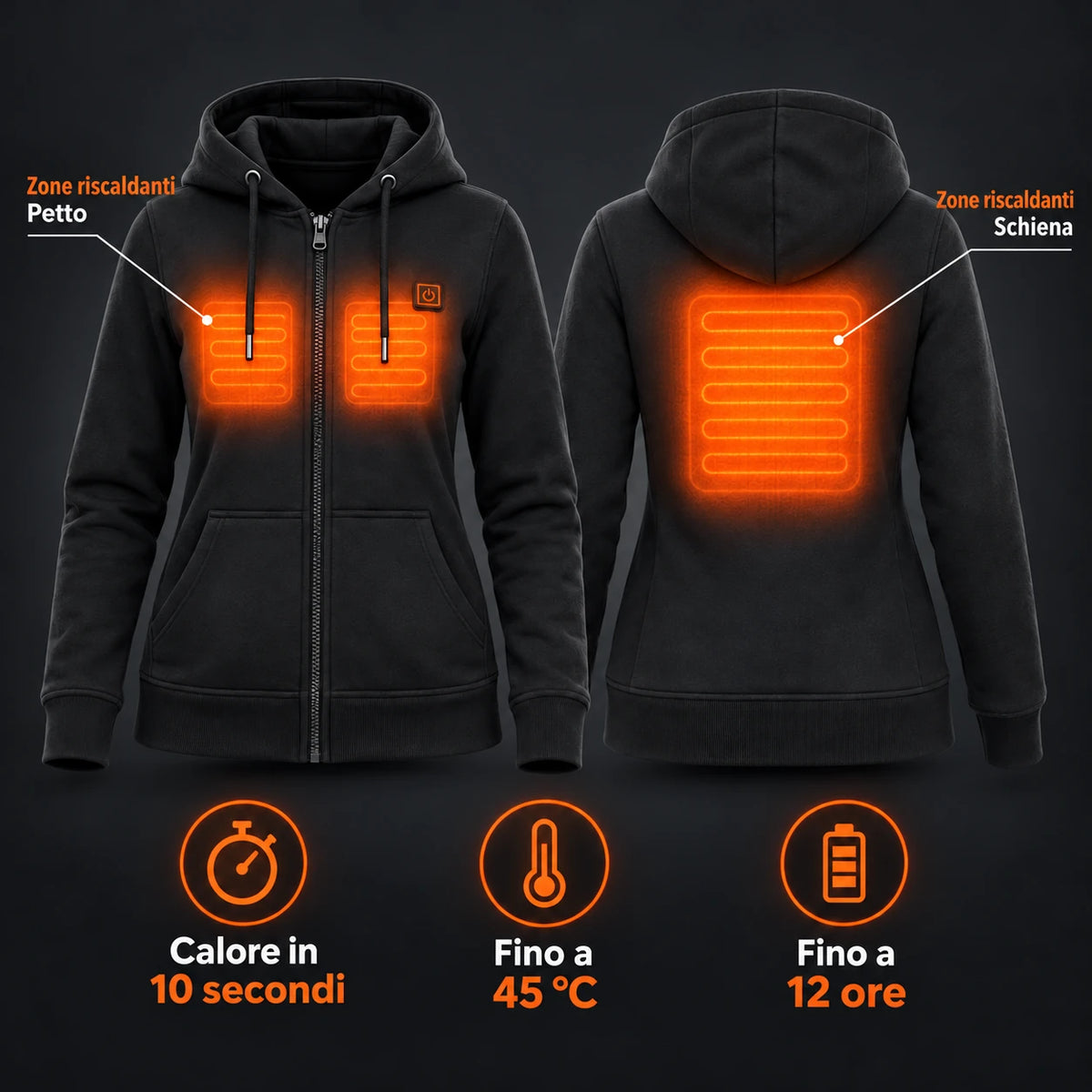 PyreFit Cosaro – Felpa riscaldata da donna con zip
