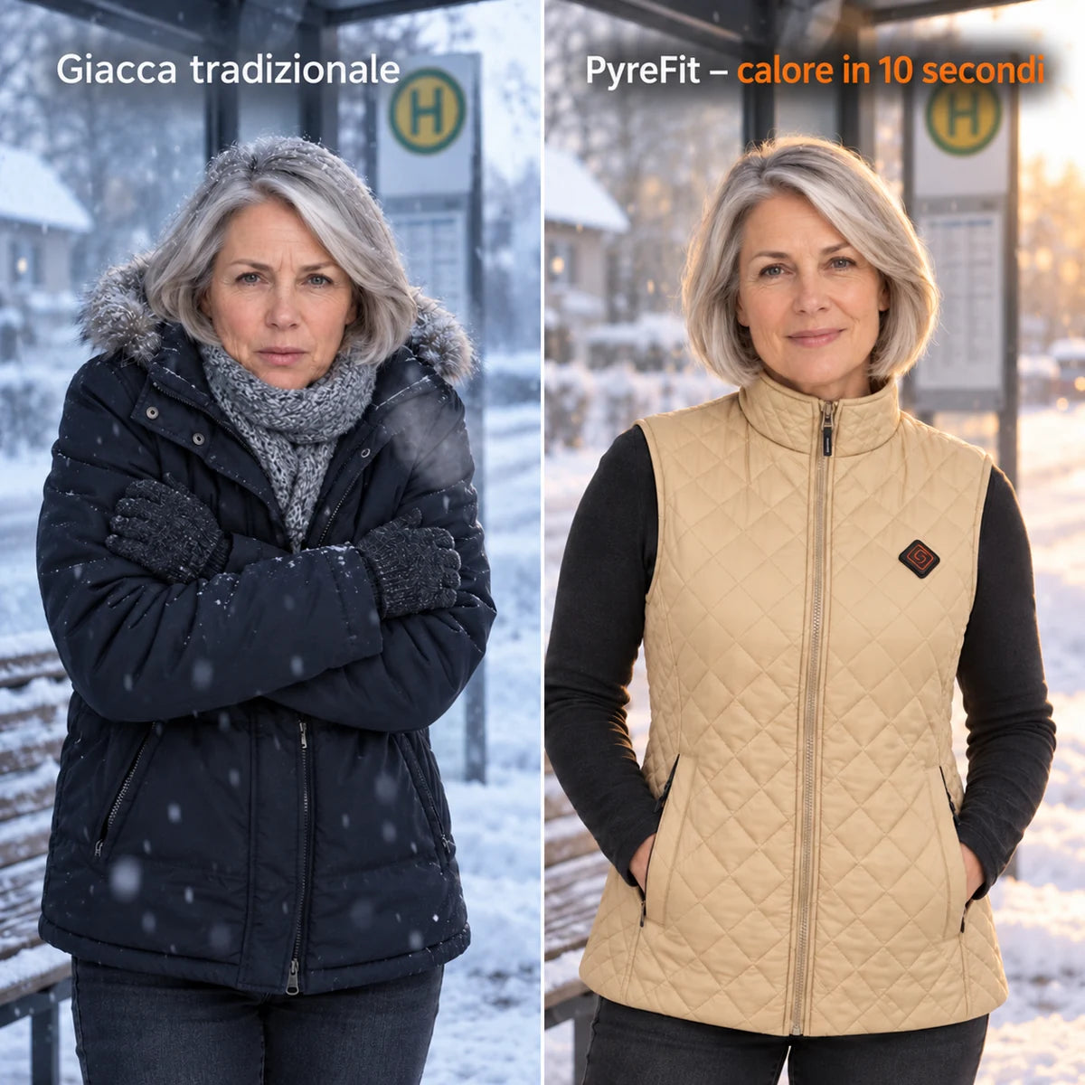 Confronto: giacca invernale classica e Librato con riscaldamento