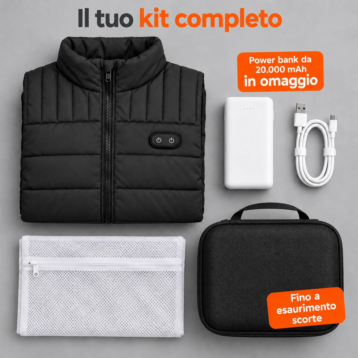 Set completo: Matrixor, power bank da 20.000 mAh, cavo di ricarica, sacchetto per il bucato e borsa