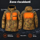 Cappotto riscaldato mimetico da uomo PyreFit Mistro: zone riscaldanti sul busto