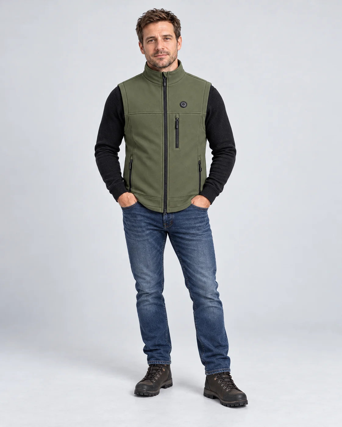 Gilet riscaldato unisex PyreFit Allora, vista a figura intera