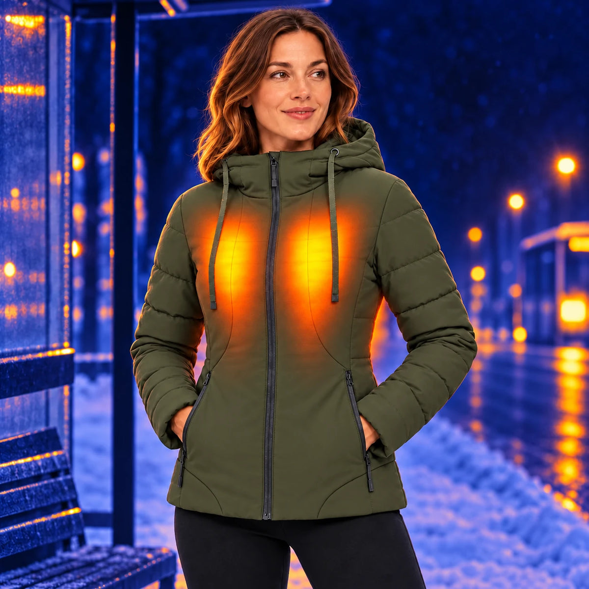 PyreFit Alpina in verde oliva – calore in inverno