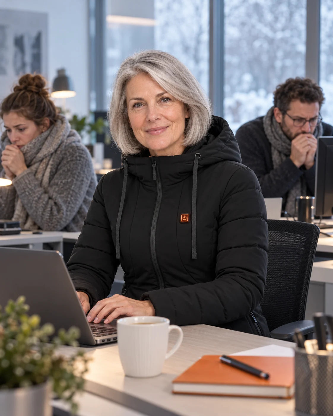 Giacca riscaldata da donna PyreFit Alpina in inverno: in ufficio