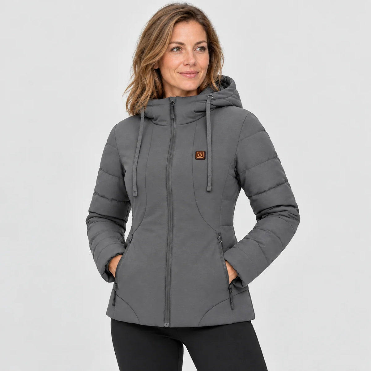 Giacca riscaldata da donna PyreFit Alpina in grigio, vista frontale