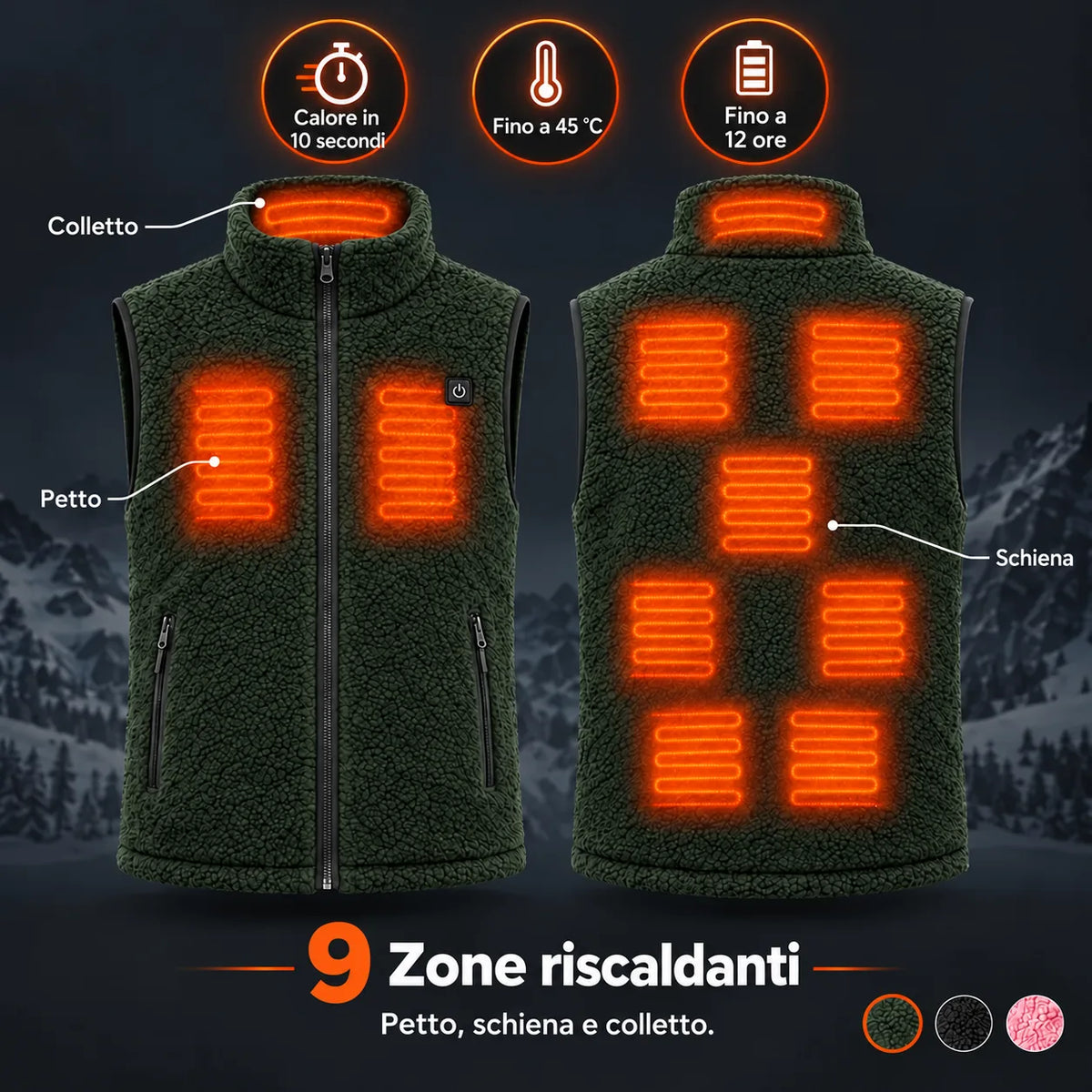 PyreFit Amparo in verde – zone riscaldanti
