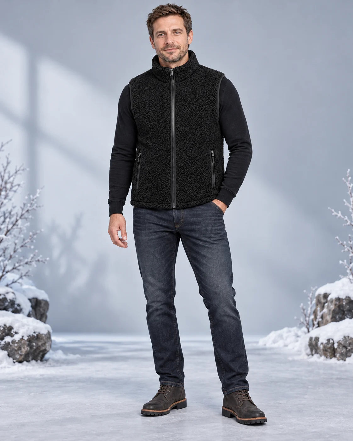 Gilet riscaldato in sherpa PyreFit Amparo, vista a figura intera