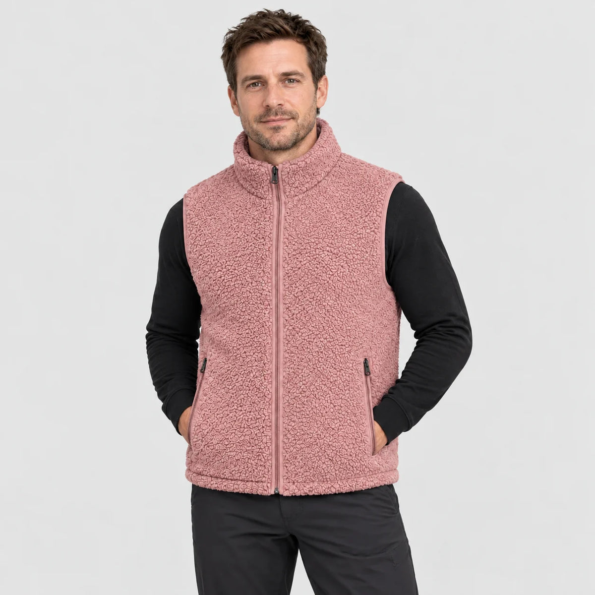 Gilet riscaldato in sherpa PyreFit Amparo in rosa, vista frontale