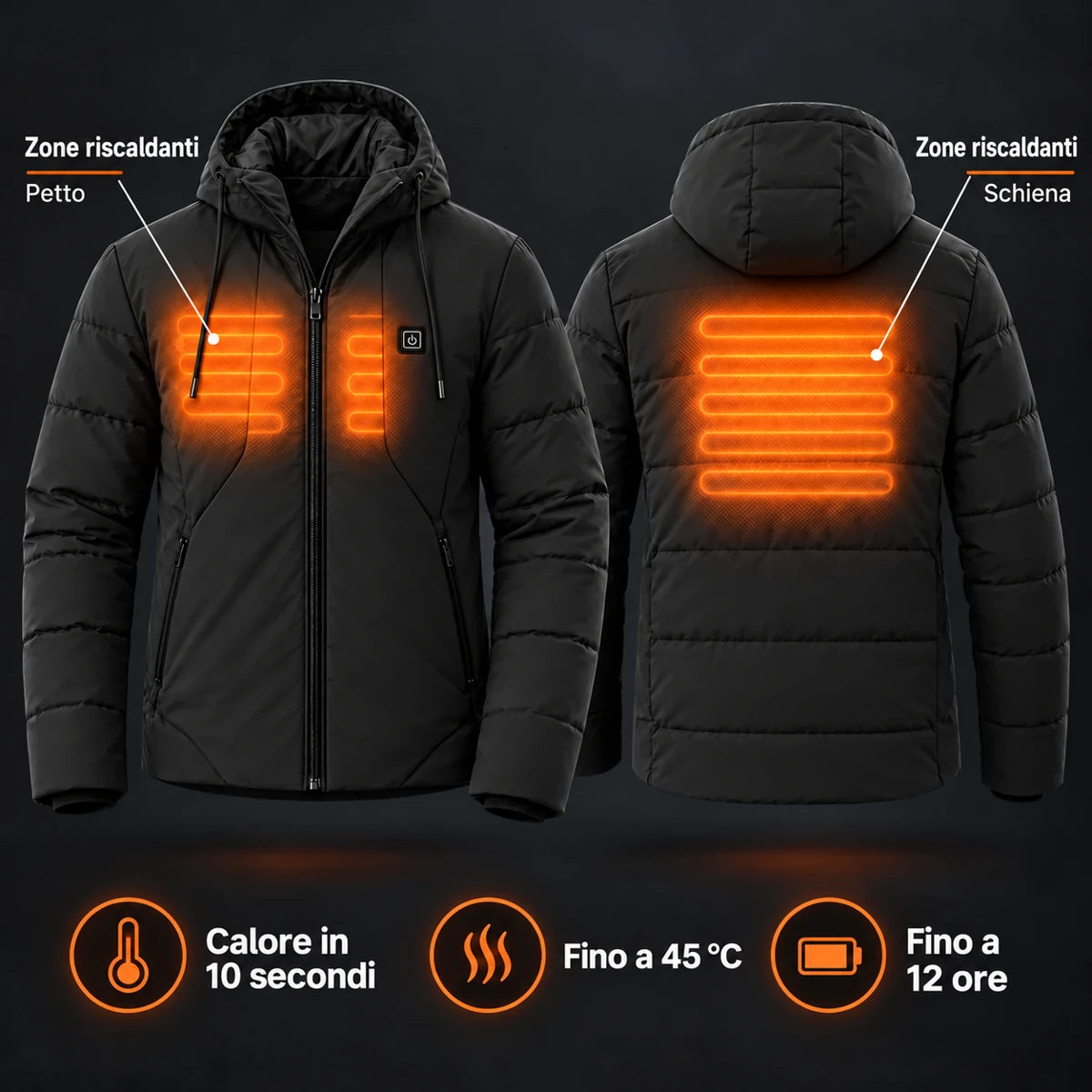 PyreFit Apexia in nero – zone riscaldanti