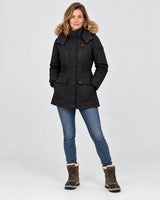 Cappotto invernale riscaldato da donna PyreFit Apexor in nero, vista a figura intera