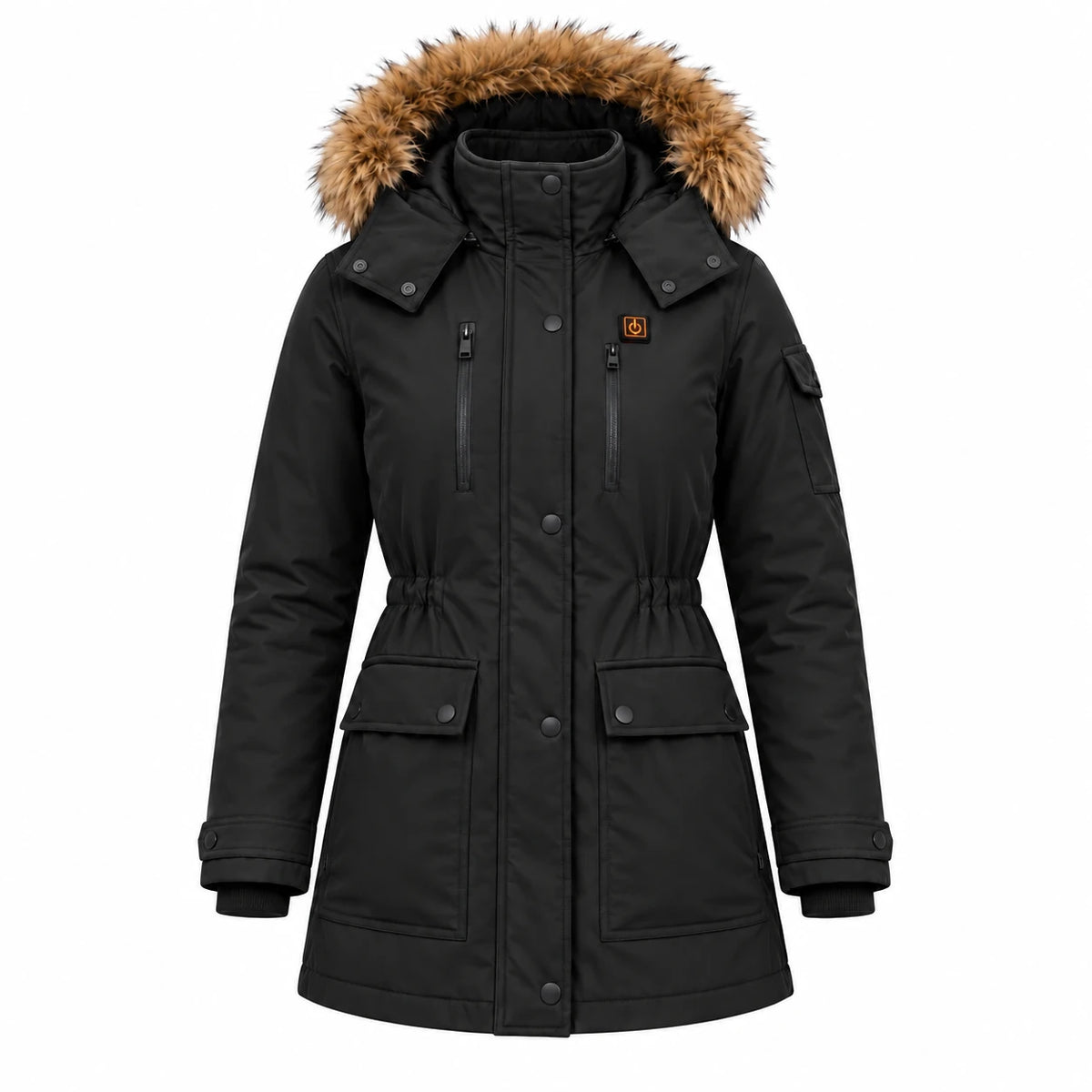 Cappotto invernale riscaldato da donna PyreFit Apexor in nero, vista del prodotto senza modella