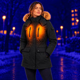 Cappotto invernale riscaldato da donna PyreFit Apexor in nero, calore sul busto in inverno