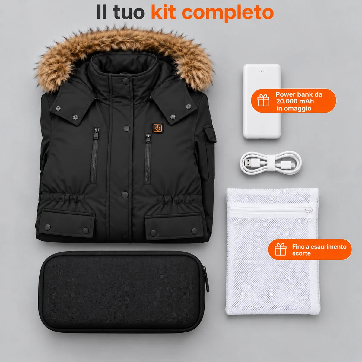 Cappotto invernale riscaldato da donna PyreFit Apexor in nero, set completo