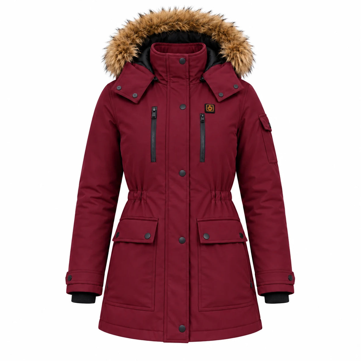 Cappotto invernale riscaldato da donna PyreFit Apexor in bordeaux, vista del prodotto senza modella
