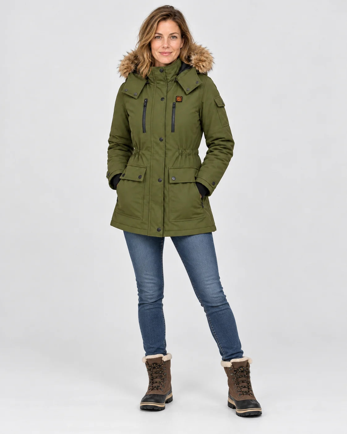 Cappotto invernale riscaldato da donna PyreFit Apexor, vista a figura intera
