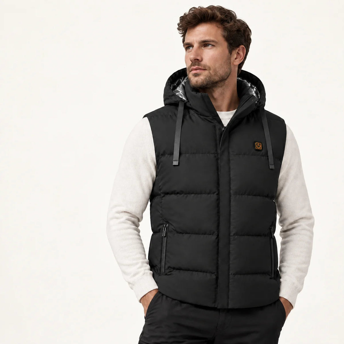 PyreFit Horizonor – Beheizbare Unisex-Weste mit Kapuze – Schwarz