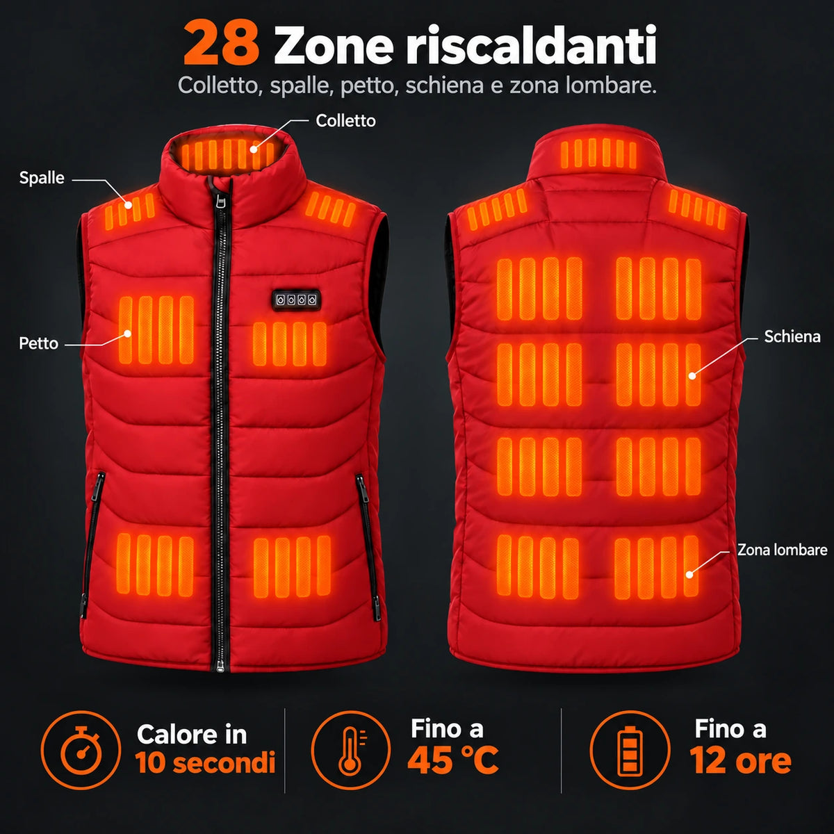 PyreFit Aurina in rosso – zone riscaldanti