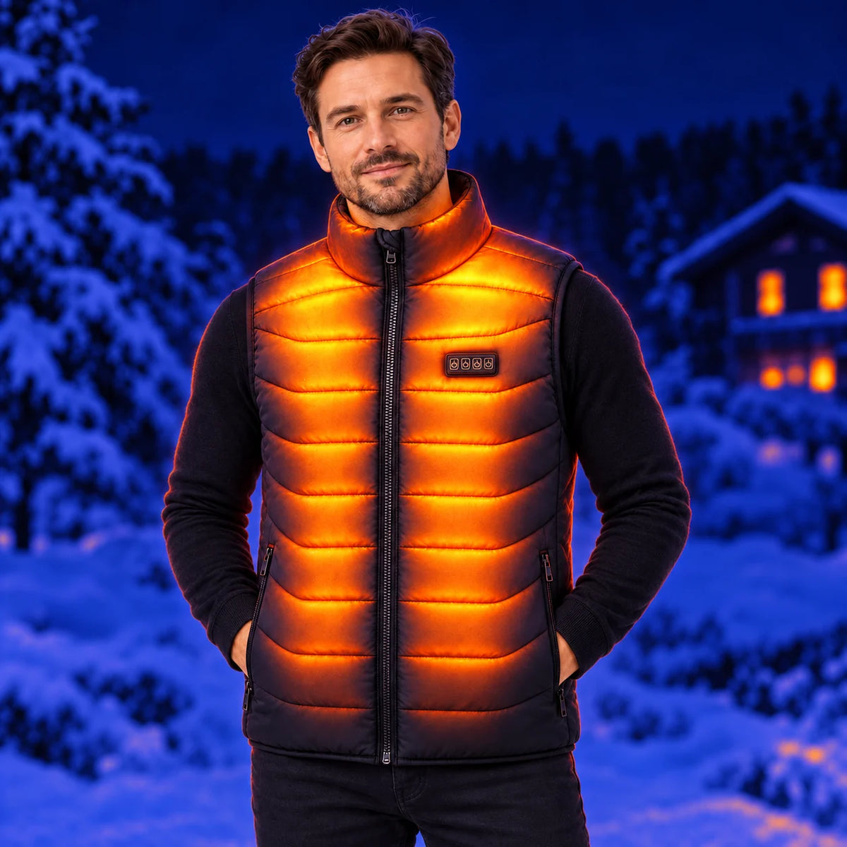 Gilet riscaldato unisex PyreFit Aurina – calore su colletto, spalle, petto, schiena e zona lombare