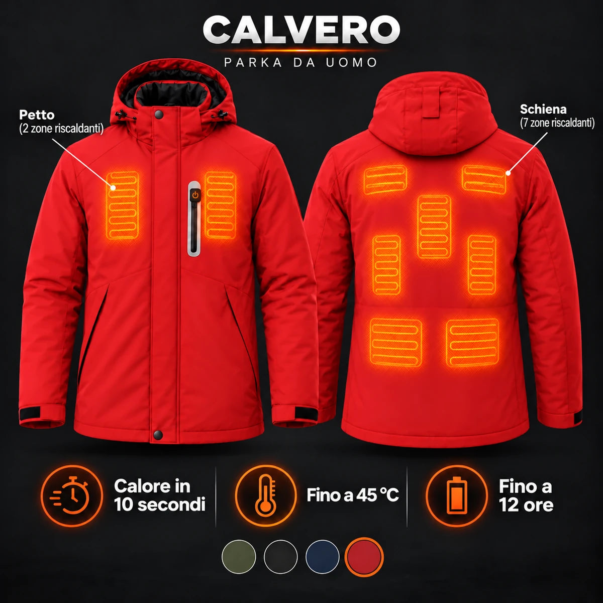 PyreFit Calvero in rosso – zone riscaldanti