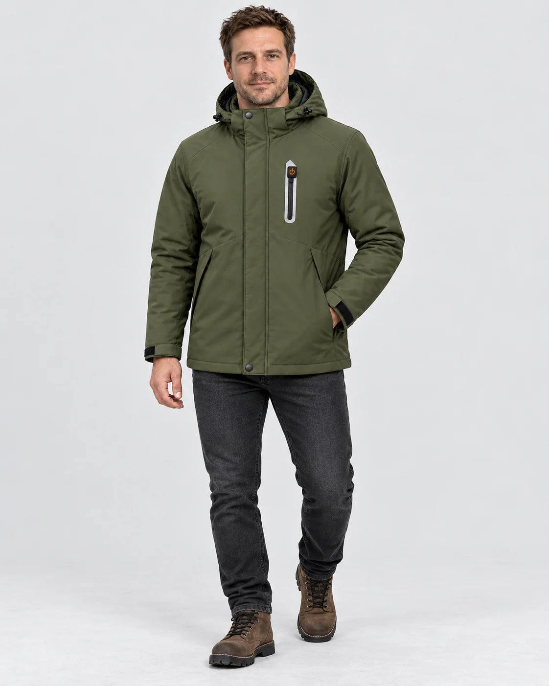 Parka riscaldato da uomo PyreFit Calvero, vista a figura intera
