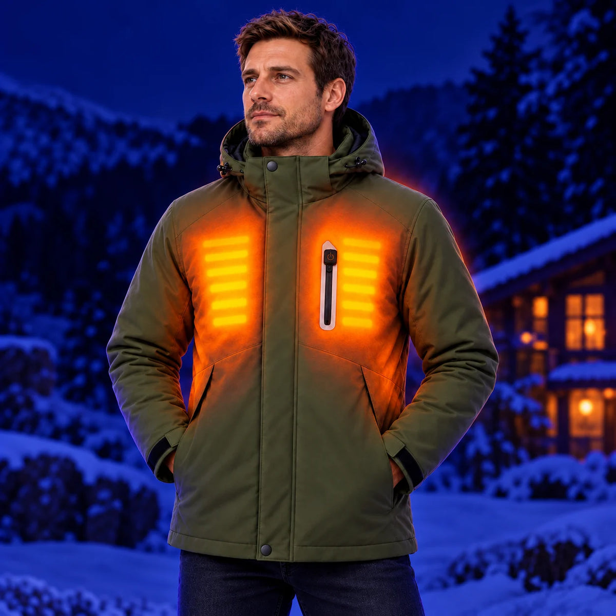 Parka riscaldato da uomo PyreFit Calvero – calore su petto e schiena