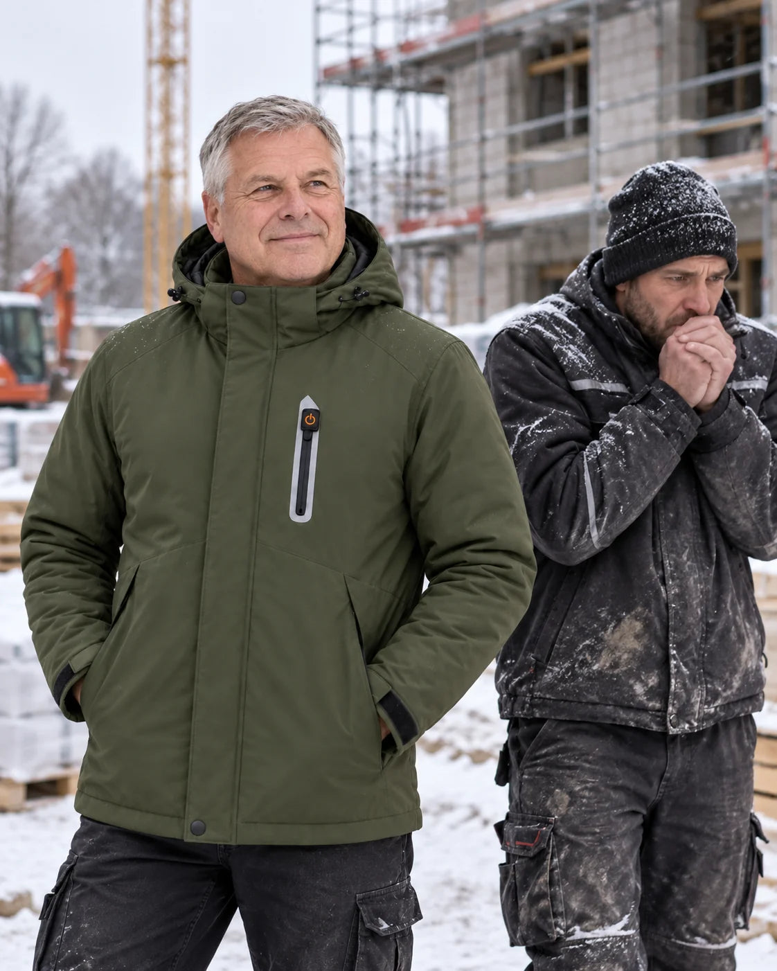 Parka riscaldato da uomo PyreFit Calvero in inverno: in cantiere
