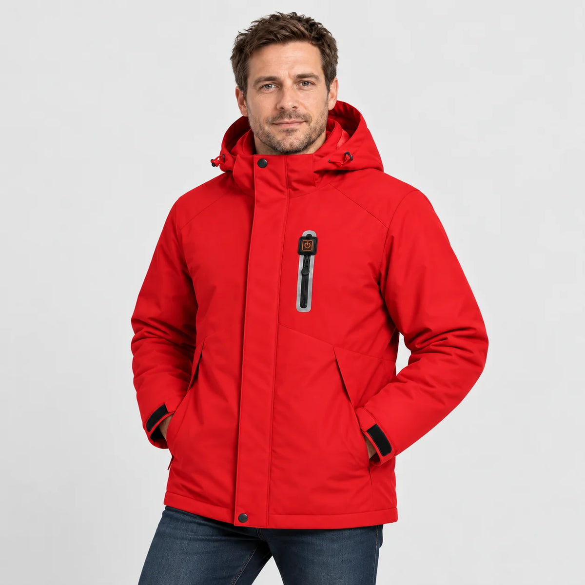 Parka riscaldato da uomo PyreFit Calvero in rosso, vista frontale