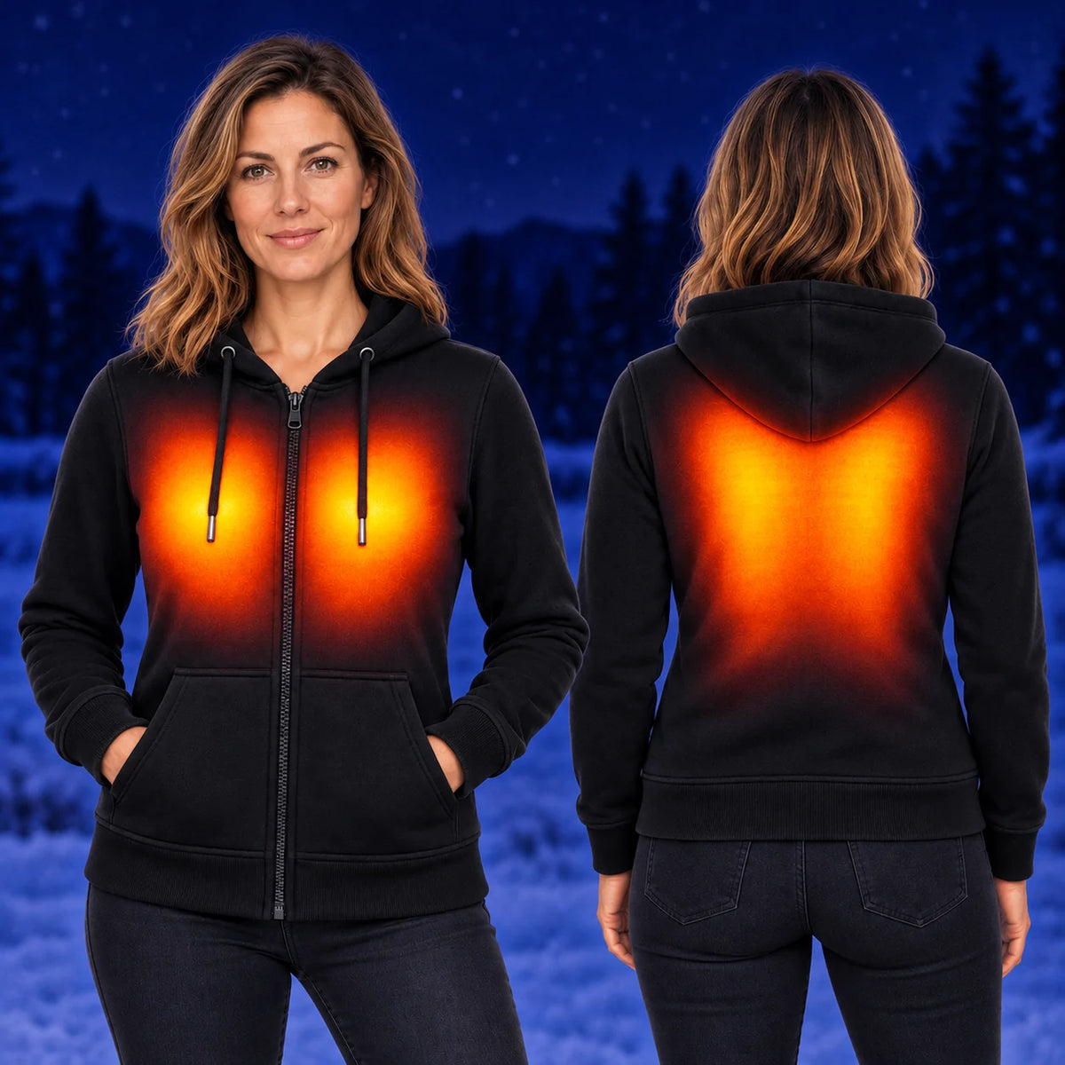 Felpa riscaldata da donna con zip PyreFit Cosaro – calore su petto e schiena