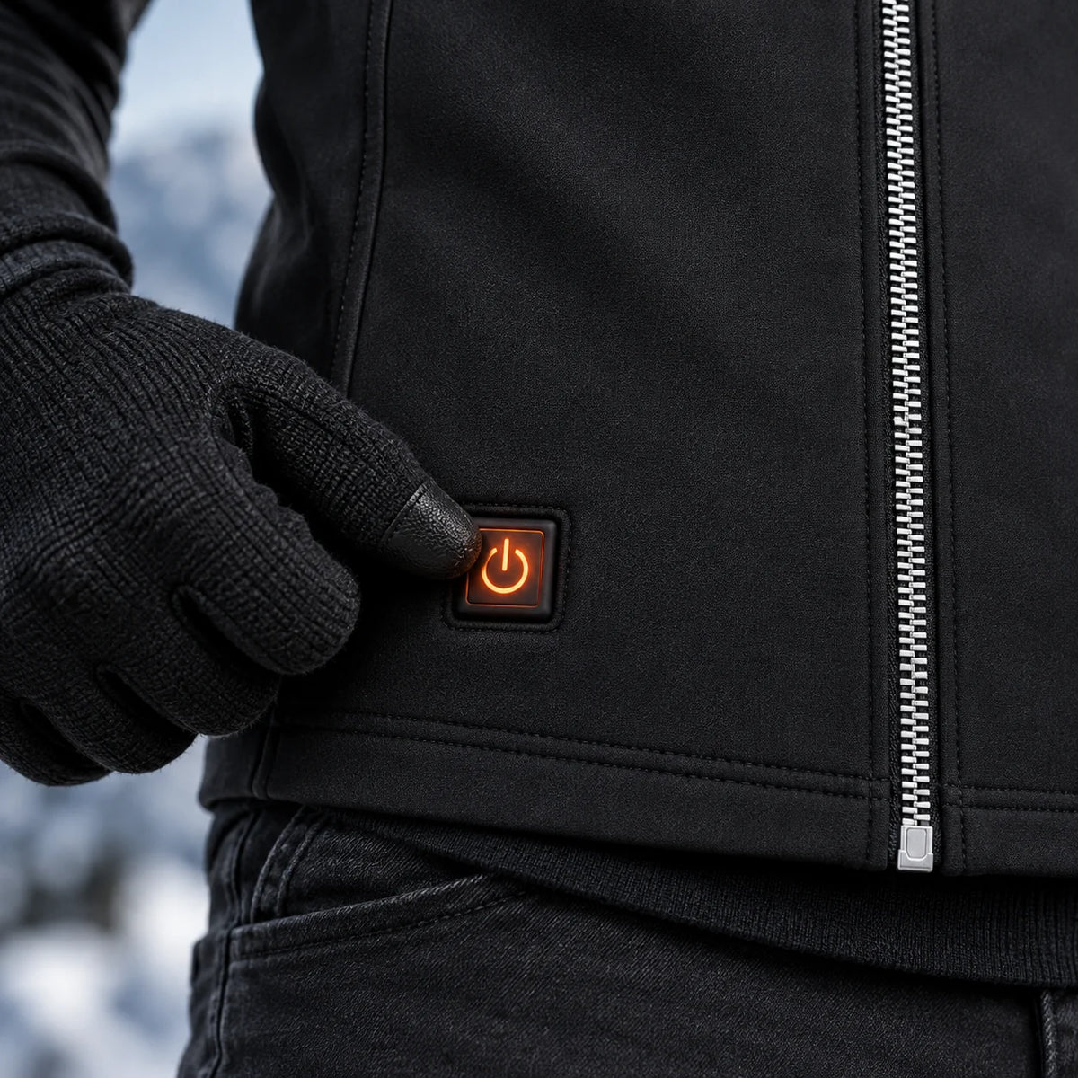 Gilet riscaldato sottile unisex PyreFit Duvaro, dettaglio del pulsante di comando